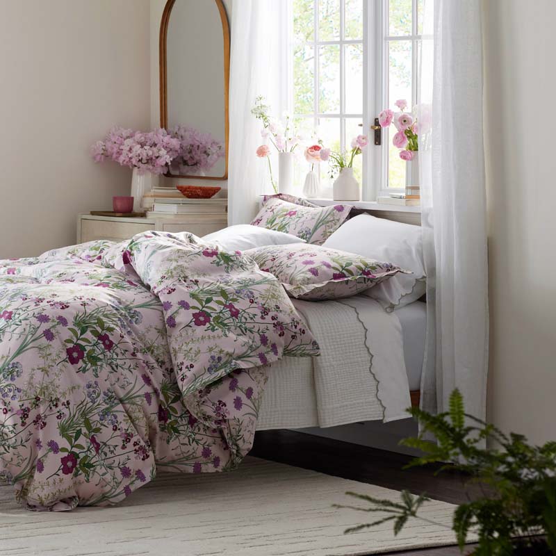 Bloom Meadow Classic Smooth Sateen Duvet Cover - Blush, Full/Queen