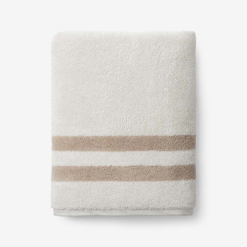Mirage Aegean Cotton Reversible Stripe Bath Towel - Ecru