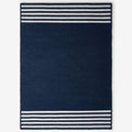 Chenille Border Stripe Handwoven Reversible Rug - Navy, 8' x 10'