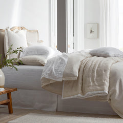 Reversible Premium Breathable Relaxed Linen Quilted Sham - White/Gray, King