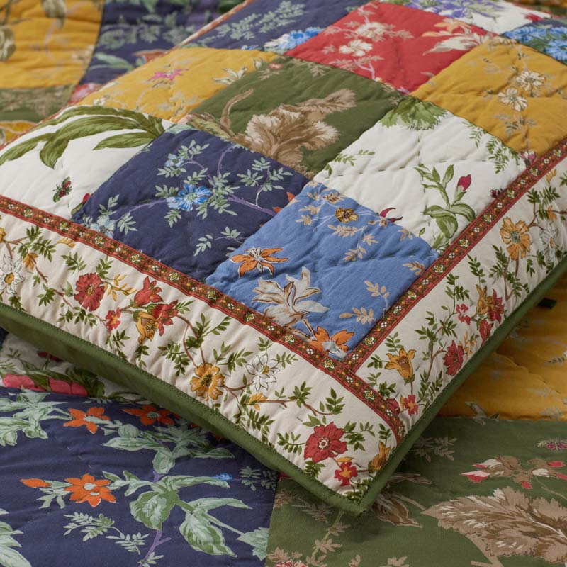 Aaliyah Patchwork Quilted Sham - Green Multi, Euro