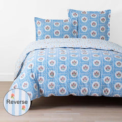 Blossoms and Stripes Classic Cool Cotton Percale Reversible Comforter - Blossom Veil, King/Cal. King