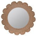 Round Scalloped Rattan Wall Mirror - Natural