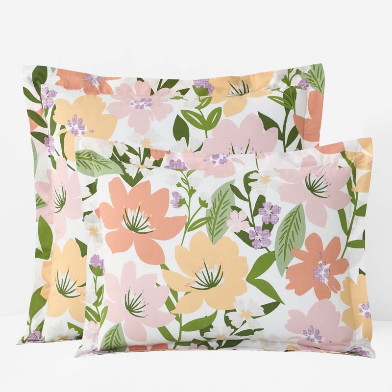 Whimsy Garden Classic Cool Cotton Percale Sham - Multi, Euro