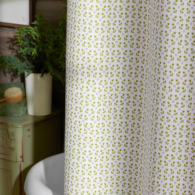 Mini-Prints Garment Washed Cotton Percale Shower Curtain - Tulips