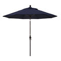 Round Outdoor Patio Umbrella, Fiberglass with Twist Tilt - Bronze Finish, Navy, 9'