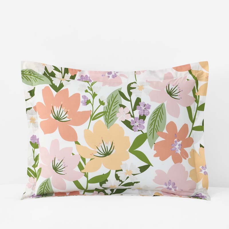 Whimsy Garden Classic Cool Cotton Percale Sham - Multi, King