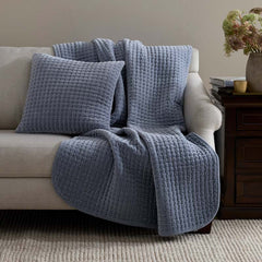 Tufted Stitch Velvet Decorative Lumbar Pillow Cover - Blue, 12 in. x 21 in.