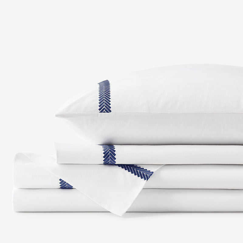 Hewett Luxe Smooth Egyptian Cotton Sateen Bed Sheet Set - Blue, Cal King