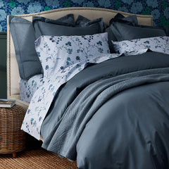Premium Smooth Supima® Cotton Wrinkle-Free Sateen Flat Bed Sheet - Steel Blue, King/Cal. King