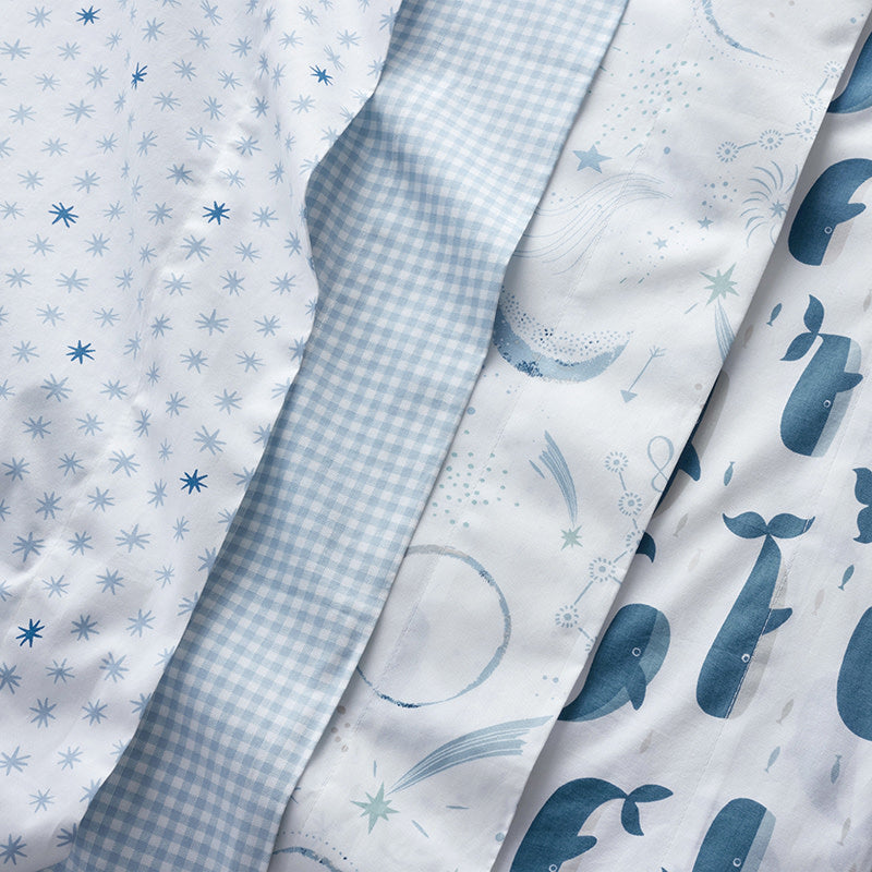 Whale School Classic Cool Organic Cotton Percale Quilted Changing Pad Cover - Blue