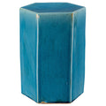 Ceramic Hexagon Side Table -  Teal