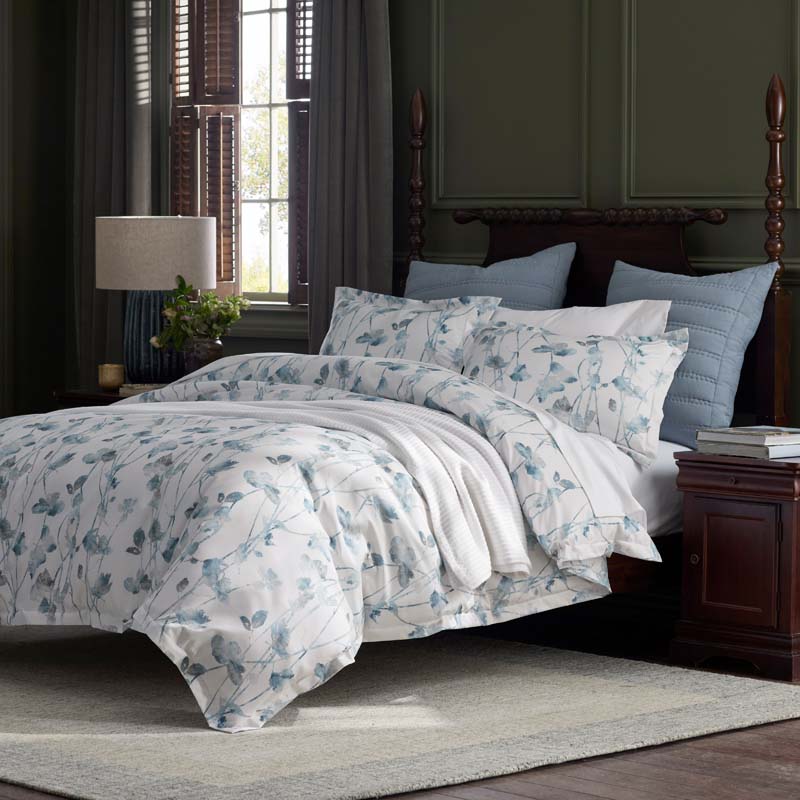 Garden Leaf Premium Smooth Wrinkle-Free Sateen Sham - Blue Multi, King
