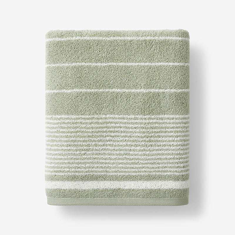 Plush Spa Stripe Bath Towel - Light Willow