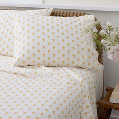 Mini-Prints Garment Washed Cotton Percale Pillowcase Set - Flowers Yellow, King
