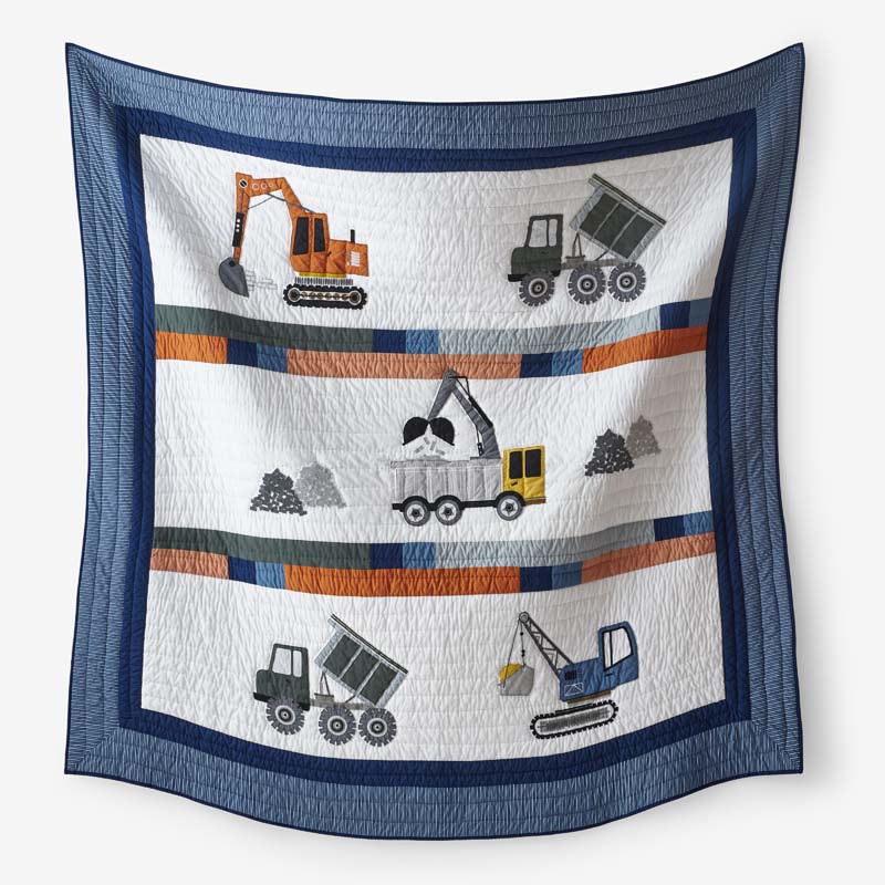 Construction Builders Quilt - Blue Multi, Twin/Twin XL
