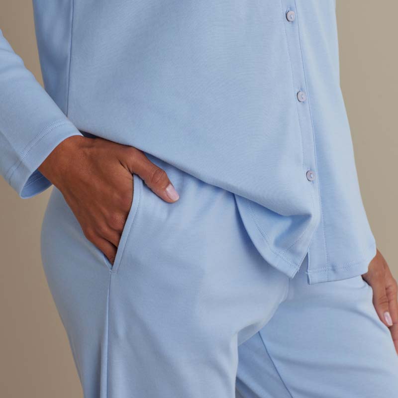 Pima Cotton Women's Button-Down Pajama Set - Periwinkle, XL