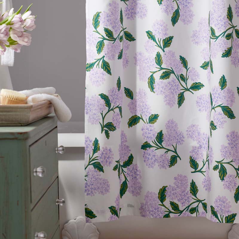 Hydrangea Classic Cool Cotton Percale Shower Curtain - Lilac