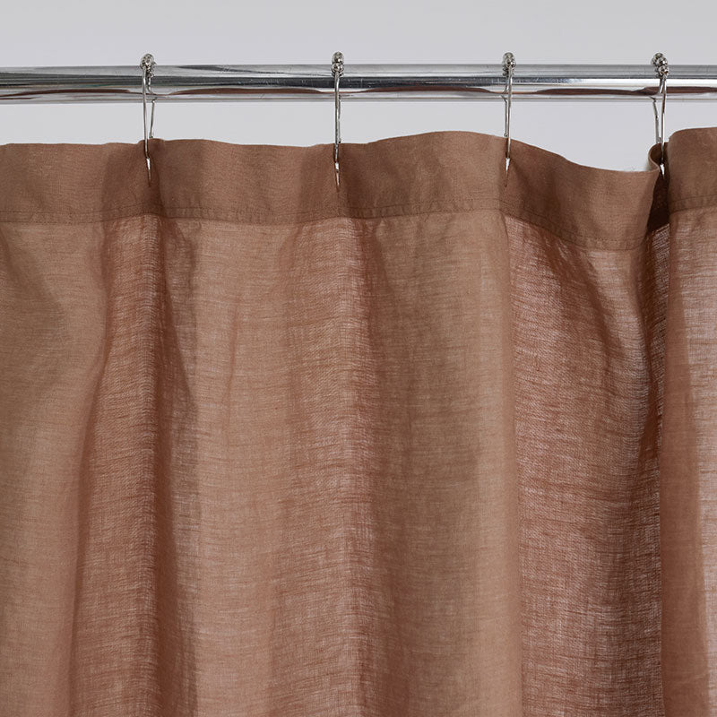 Premium Breathable Washed Linen Solid Shower Curtain - Terracotta