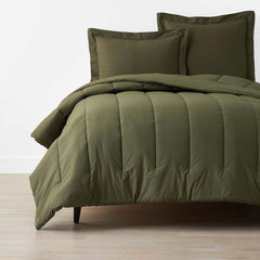 Solid Garment Washed Cotton Percale Comforter - Olive, Twin/Twin XL