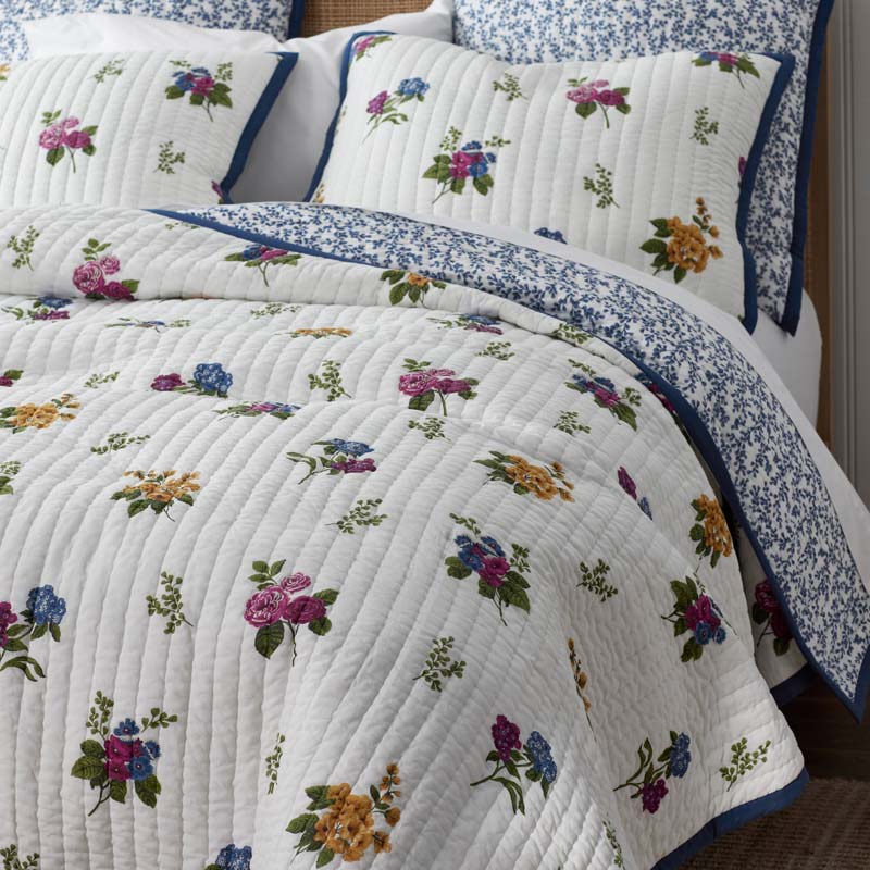 Alden Floral Reversible Quilted Sham - Ivory, Euro