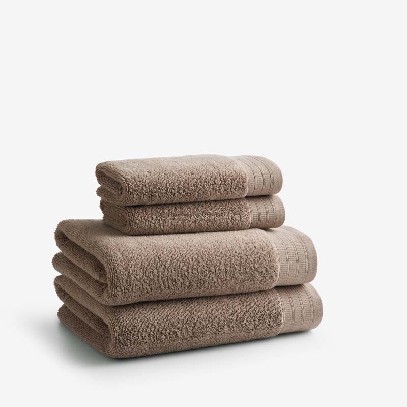 Plush Spa Solid 4-Piece Bath & Hand Towel Set - Mocha
