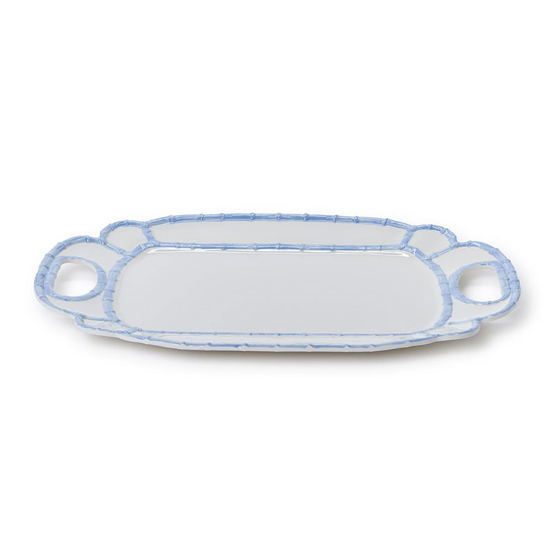 Faux Bamboo Border Melamine Platter - Light Blue
