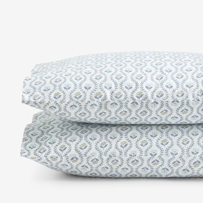 Tira Floral Classic Cool Cotton Percale Pillowcase Set - Flower Green, Standard