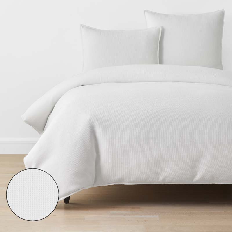Mini Waffle Duvet Cover - White, Full/Queen