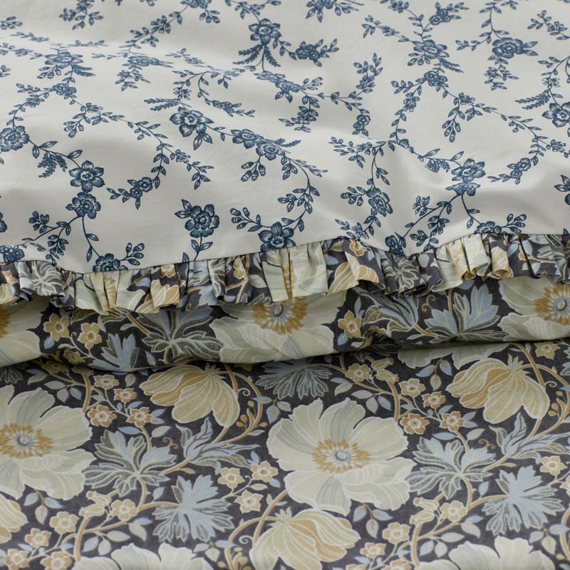 Tapestry Floral Reversible Garment Washed Cotton Percale Comforter Set - Ivory Multi, King/Cal. King