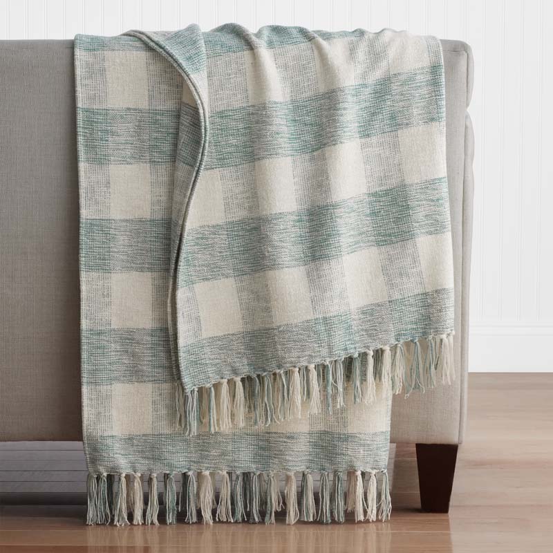 Textured Check Throw - Green