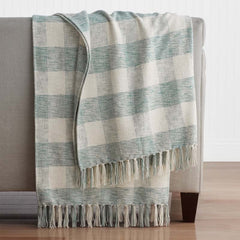 Textured Check Throw - Green