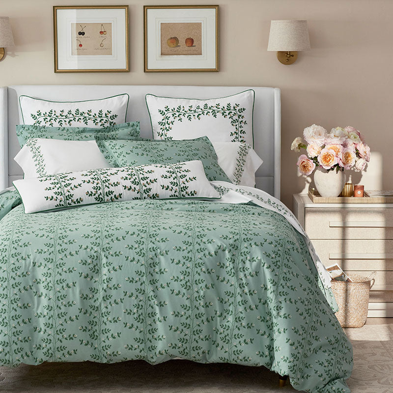 Climbing Vines Classic Cool Cotton Percale Sham - Sage Green, Euro