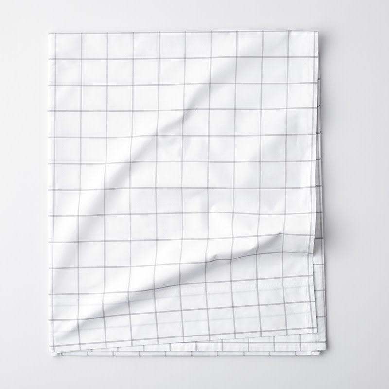 Tailored Stripes and Plaids Classic Cool Cotton Percale Flat Bed Sheet - Block Plaid Light Graphite, Queen