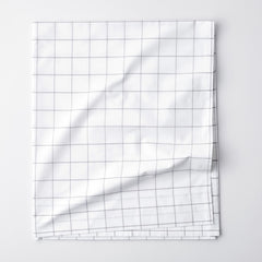 Tailored Stripes and Plaids Classic Cool Cotton Percale Flat Bed Sheet - Block Plaid Light Graphite, Queen