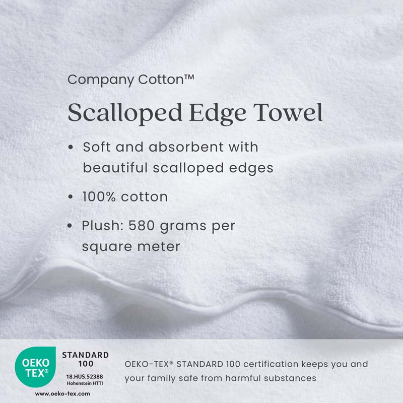 Scalloped Edge Bath Sheet - Light Blue
