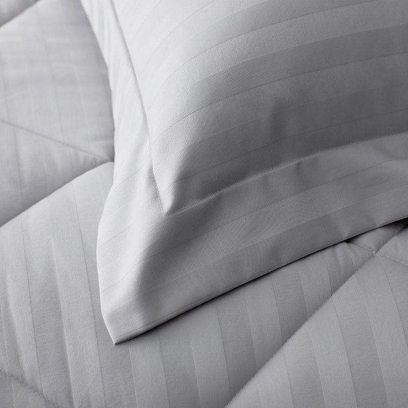 Dobby Stripe Classic Smooth Wrinkle-Free Sateen Comforter - White, Full/Queen