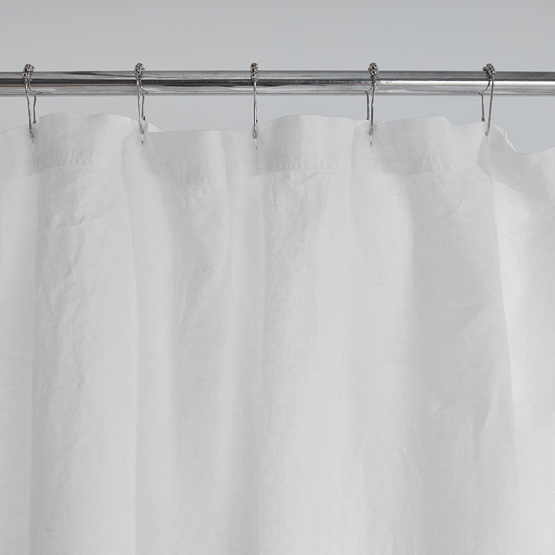 Premium Breathable Washed Linen Solid Shower Curtain - White