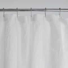 Premium Breathable Washed Linen Solid Shower Curtain - White