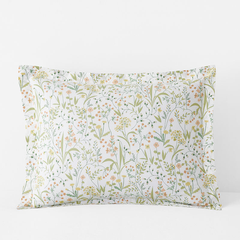 Clemencia Classic Cool Cotton Percale Sham - Mini Floral Peach Blossom, King