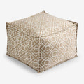 Indoor/Outdoor Pouf - Textured Fretwork Sand, Medium