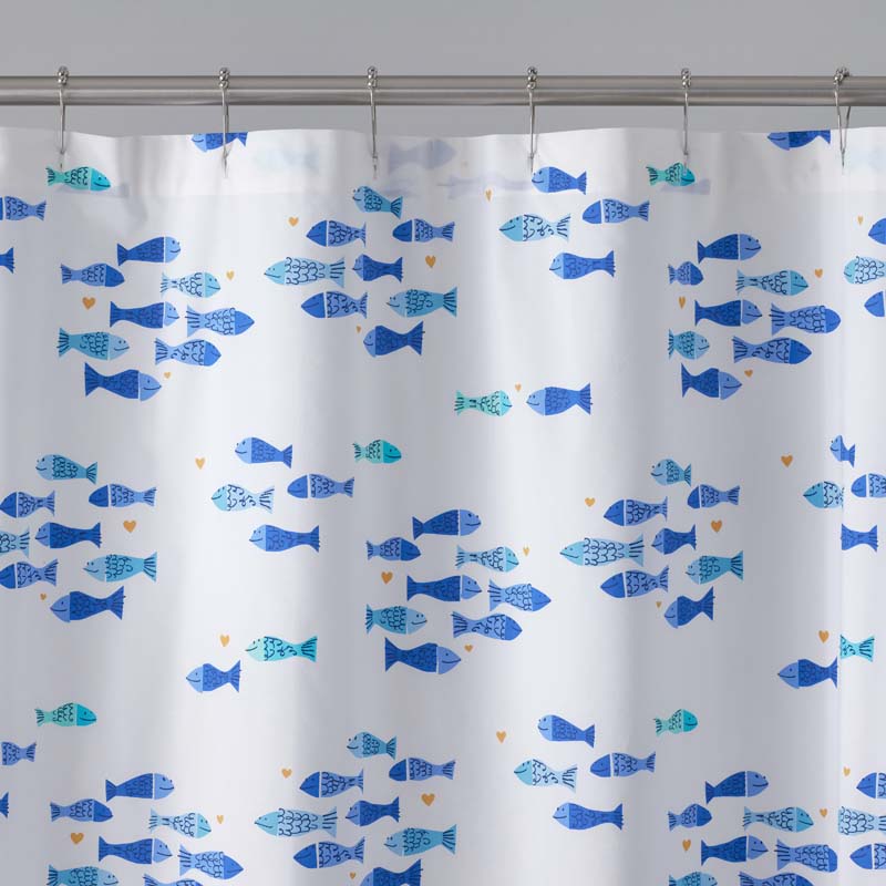 Summer Prints Classic Cool Cotton Percale Shower Curtain - Fish Swim