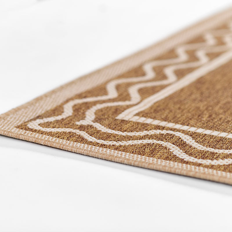 Wave Border Outdoor Rug -  Natural, 2' x 3'