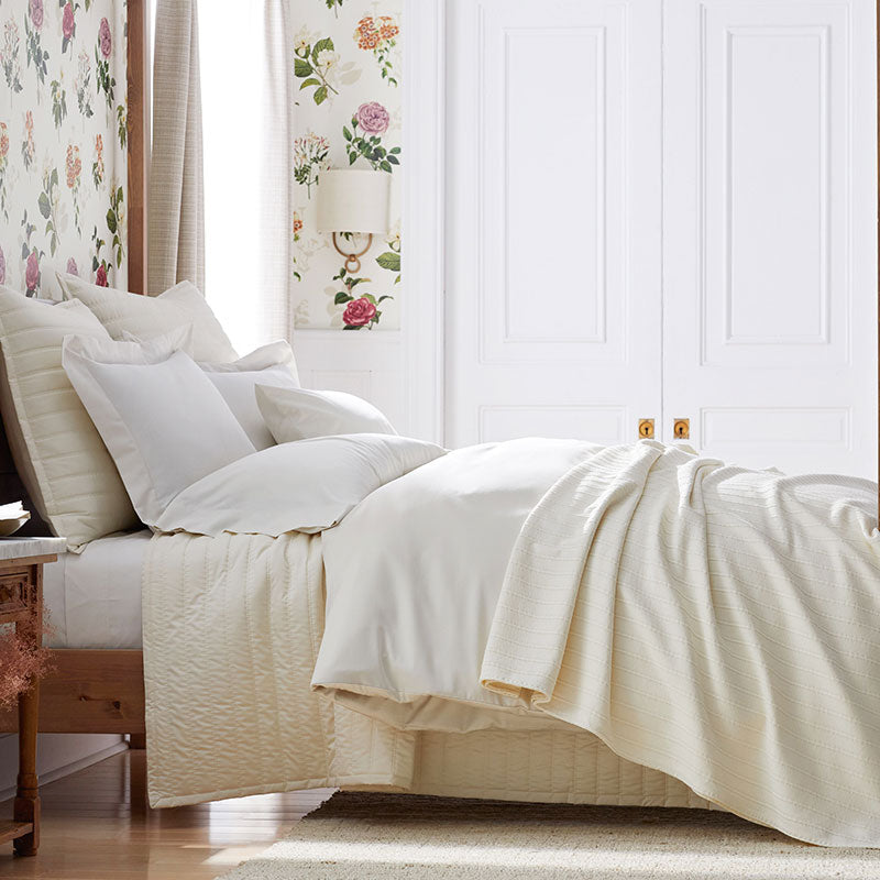 Premium Smooth Wrinkle-Free Sateen Quilted Sham - Ivory, King