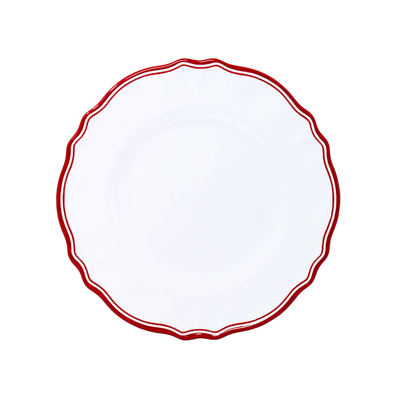 Maison Melamine Salad Plates, Set of 4 - White/Red