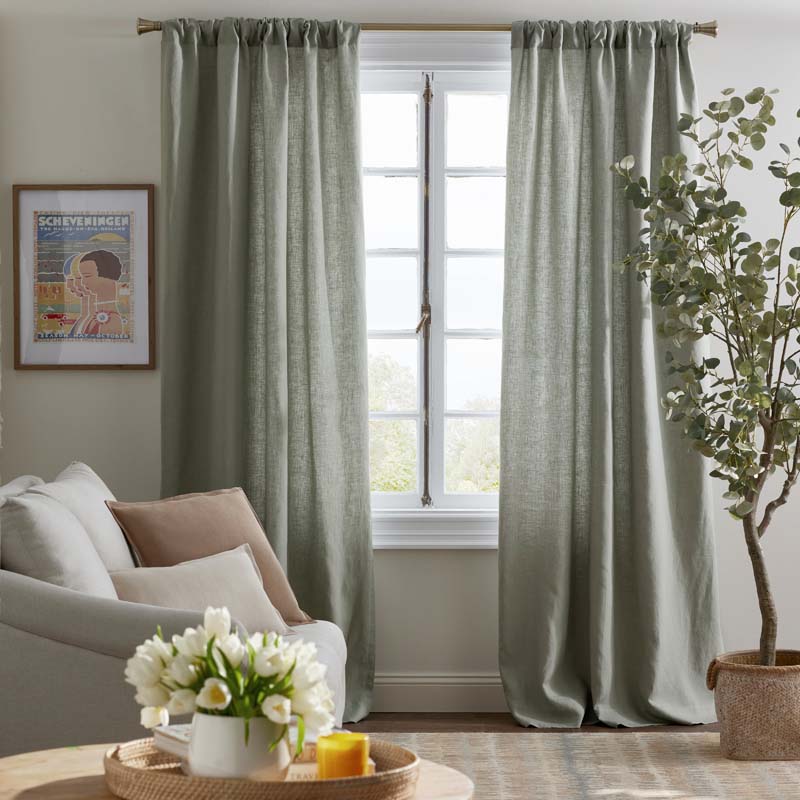 Linen Window Curtain - Moss, 108 in.