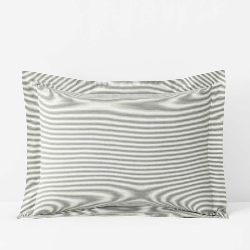 Classic Stripes and Plaids Cool Yarn-Dyed Cotton Percale Sham - Stripe Green, King