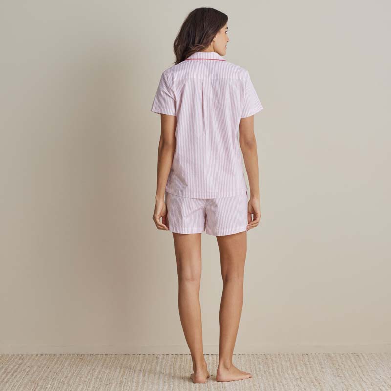 Printed Poplin Women's Shorts Set - Blush Stripe, L