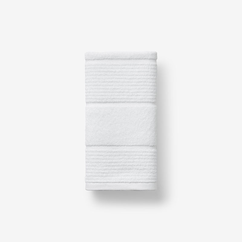 Textured Stripe Hand Towel - White
