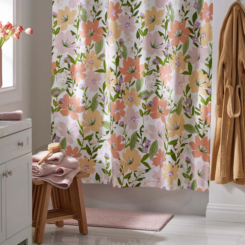 Whimsy Garden Classic Cool Cotton Percale Shower Curtain - Multi